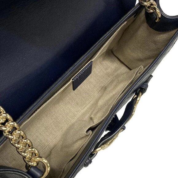 Auth GUCCI Emilie 449635 Navy Leather - Shoulder Bag - Picture 14 of 16